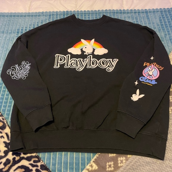 Black Oversized Playboy graphic Crewneck - Picture 1 of 7